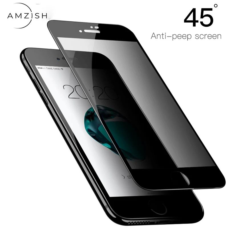 

amzish Anti-Peeping Screen Protector For iPhone XR X XS Max 7 8 Screen Protection For 7 8 Plus Protective Glass For iPhone 8 7 6