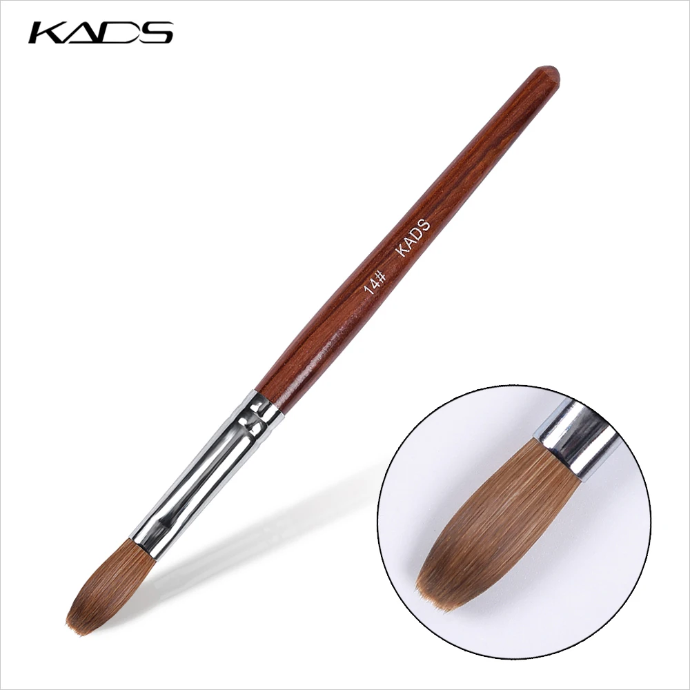 

1pc 14# 100% Kolinsky Acrylic Pen Professional Nail Gel Builder Red Wood Handle Round Flat Head Brush for Nail Art Brush Tool