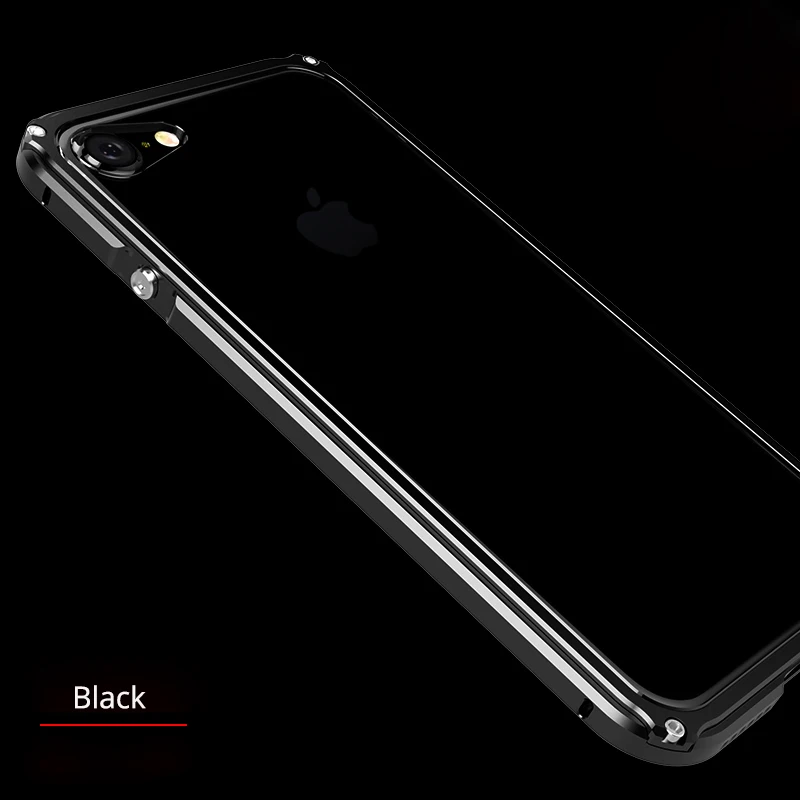 Тонкий чехол-бампер для iPhone 7, чехол с алюминиевой металлической рамкой, Пластиковая Задняя гибридная крышка для iPhone 7, 8 plus, Роскошный чехол, противоударный - Цвет: black