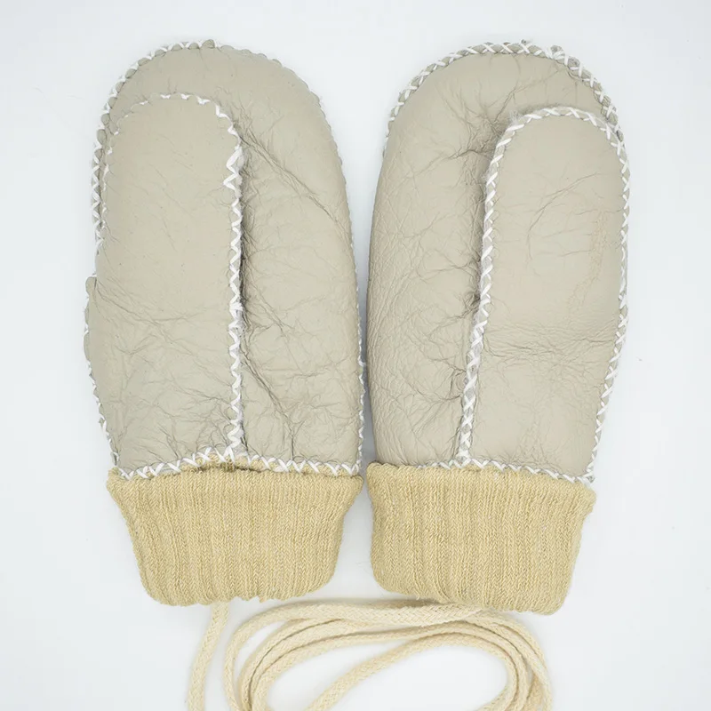 Ms. MinShu детские перчатки овчины меховые варежки детские кожаные перчатки ребенок зимние теплые перчатки натуральной овчины меховые рукавицы
