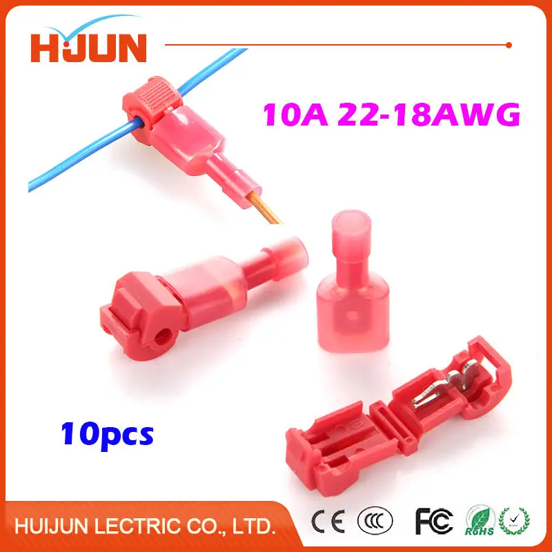 

10pcs/lot Red Quick Splice Wire Connector Scotch Lock Male Spade Crimp Terminal for Soft Wire 0.5-1mm2 22-18AWG