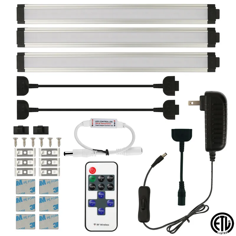 

Under Above Cabinet Bar Light with RF Remote for Kitchen Counter Desk Work Space Cabinet Lighting Bar 3 Panels