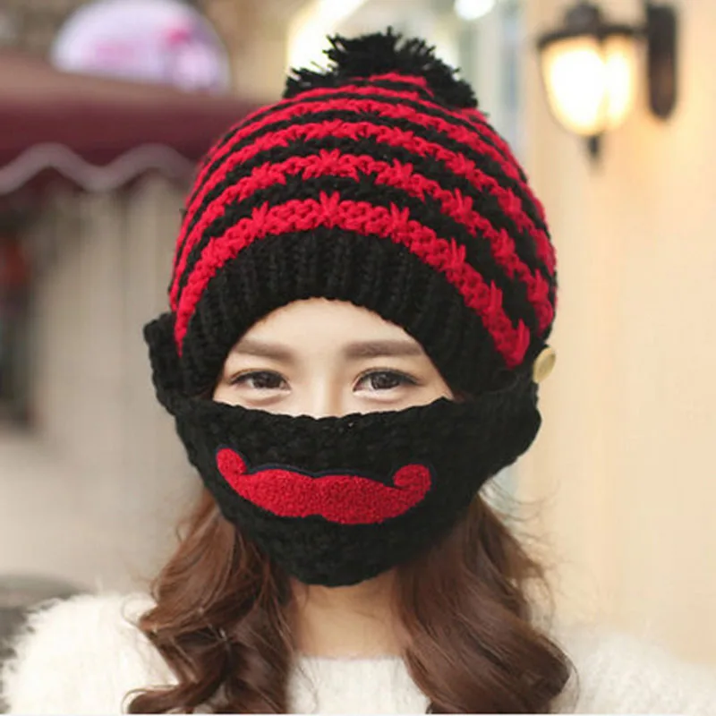 Winter Knitted Knight Helmet Beanies Hat For Men Skull Balaclava Ski Snowboard Face Mask