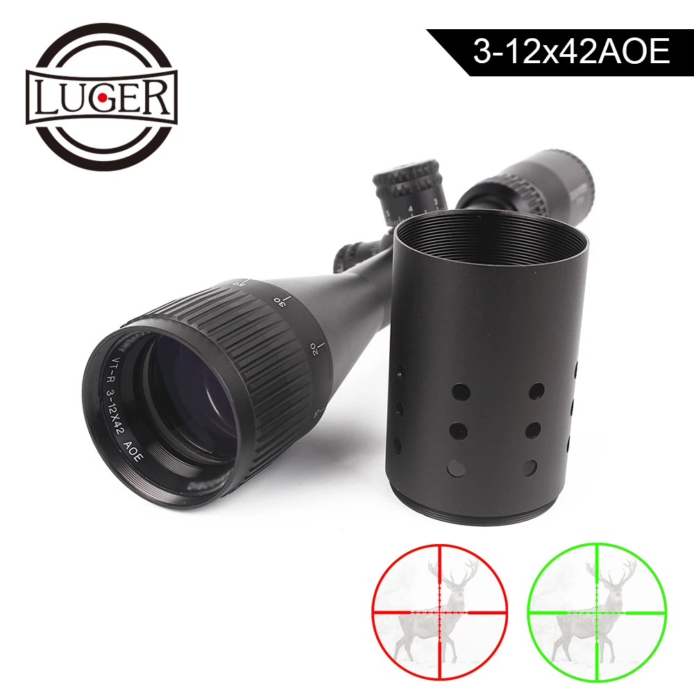 

LUGER Optical Sight VT-R 3-12X42 AOE Side Parallax Hunting Riflescope With Red Green Mil Dot Reticle Tactical Airsoft Scope