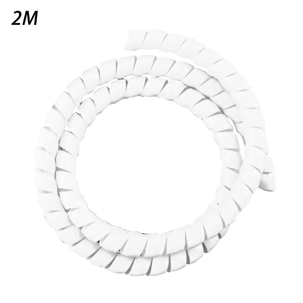 2 м линия Организатор трубы защиты спиральная обмотка кабеля провода крышка трубки 8 мм - Цвет: Белый