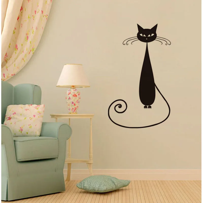 

DCTOP Cartoon Siamese Cat Wall Sticker or Kids Room Vinyl Wall Art Home Decoration Accessories Living Room Decals Wall Decor