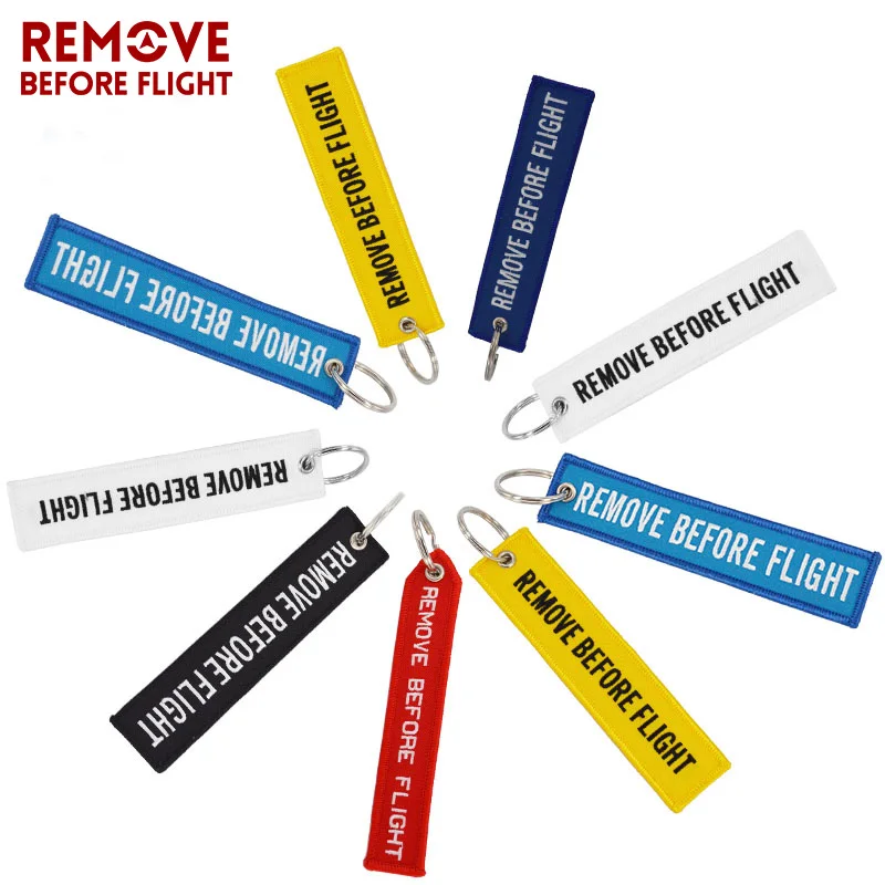 Remove Before Flight Key Fob Key Chain llaveros Important Things Tag White Embroidery Key Fobs OEM Key Jewelry Aviation Gifts Chaveiro5