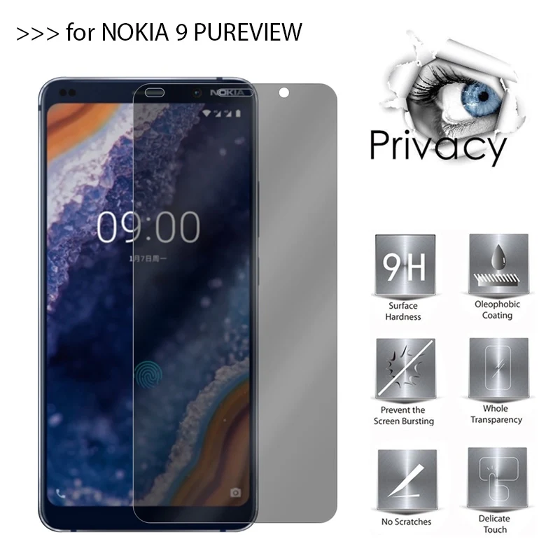 

For Nokia 9 PureView 2.5D Arc Edge Anti-Spy Privacy Tempered Glass For Nokia 9 PureView Screen Protector Film Guard Cover Shield