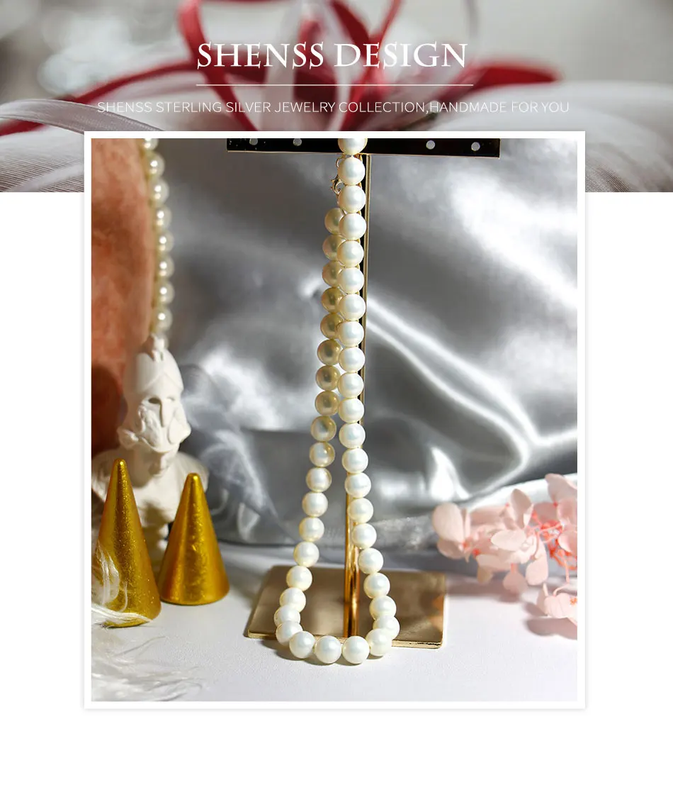 Элегантное качественное серебряное 925 ювелирное изделие классическое темпераментное свадебное ожерелье 8 мм жемчужный крем S925 Серебряная цепочка для женщин