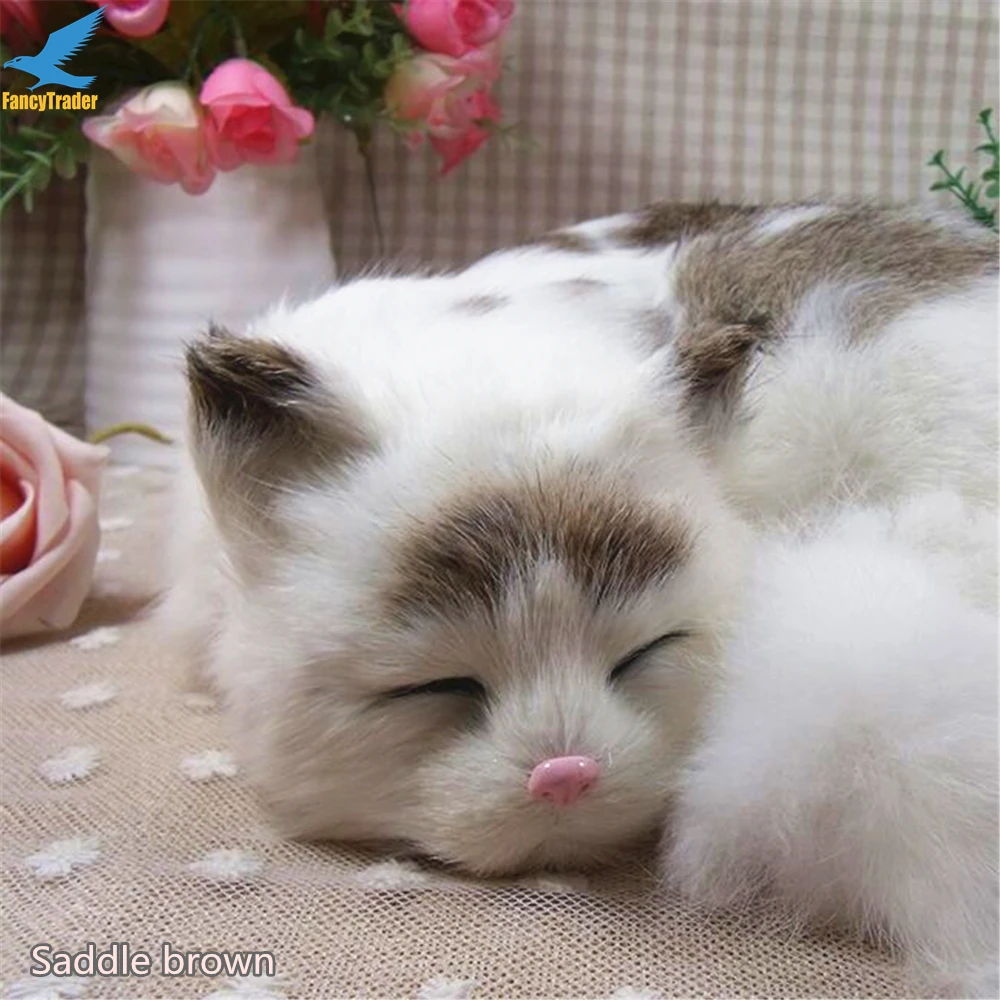 Top Quality Lifelike Emulational Cat Plush Toy Gift for Decoration 3 Colors (3)