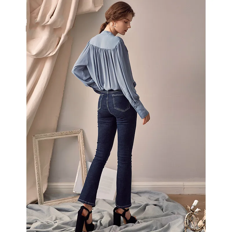 Long Sleeve Shirts Blouse Women Stand Collar Tops Female Elegant Casual Loose Tops And Blouses Fashion Clothes 2019 Spring Blusa Long Sleeve Shirts Blouse Women Stand Collar Tops Female Elegant Casual Loose Tops And Blouses Fashion Clothes 2019 Spring Blusa