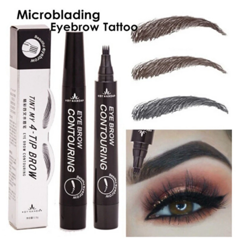 

Eyebrow Tattoo Tint Pen 4 Head Fine Sketch Enhancer Fork Tip Pencil