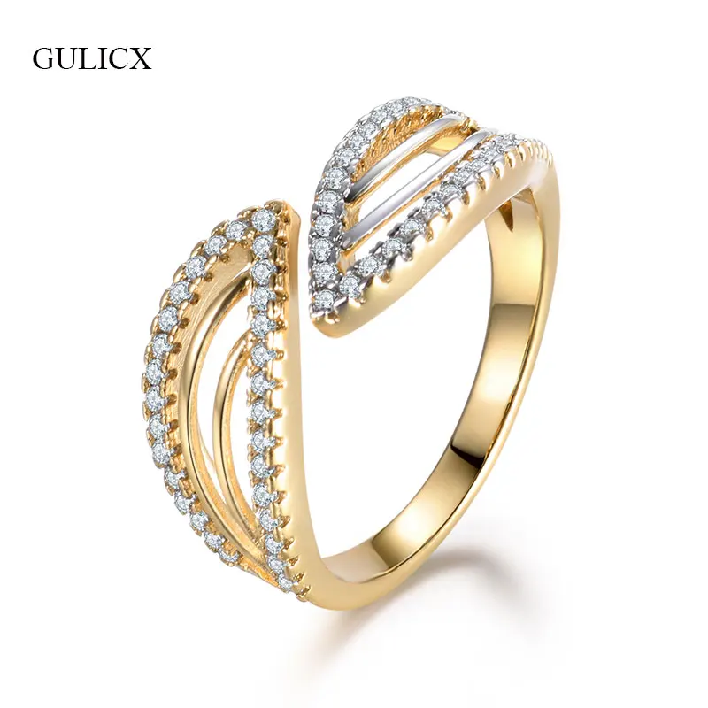 GULICX 2018 New Design Wedding Rings For Women Gold color