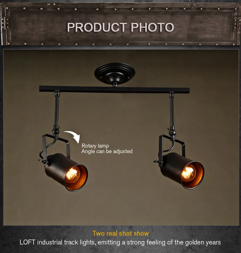 

loft bar wall probe industrial pendant light black track lights spotlights clothes store ceiling lamp 1/2/3 Heads