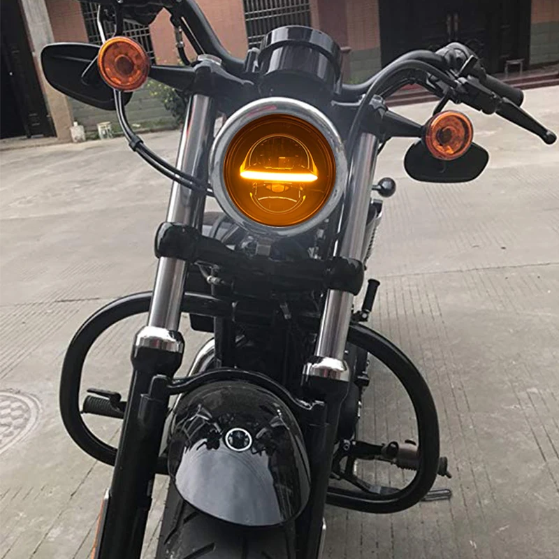Черный светодиодный проектор 5 3/4 дюйма фара с DRL для индийского скаута Honda Shadow