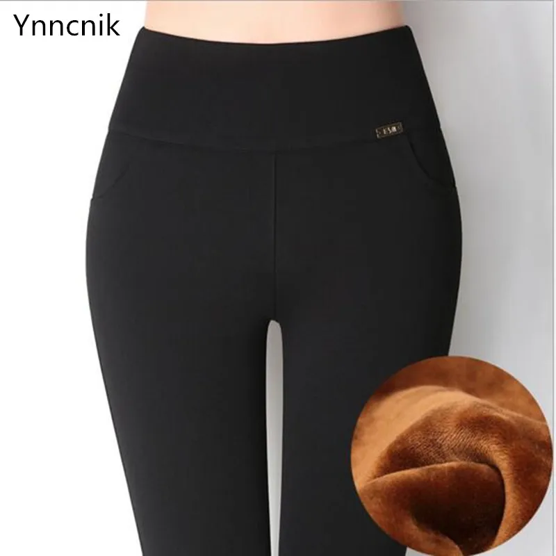

Ynncnik 2019 Winter Leggings Women Plus Size High Waist Stretch Thick Legging Solid Skinny Warm Pencil Pants Lady Trousers P1239