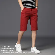 Mens Shorts Khaki Casual Style Blue Wine Red Black Color Straight Shorts For Men Plus Size 46 Slim Zipper Cargo Shorts Students