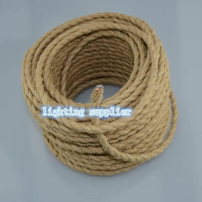 5 M 2x0.75 Vintage Rope Twisted Electric Wire Retro Hemp Braided Electric Cable