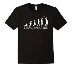 Забавная футболка с надписью «crewl Walk Golfer Evolution», Модная хлопковая футболка с короткими рукавами, бесплатная доставка, хлопковая Футболка с