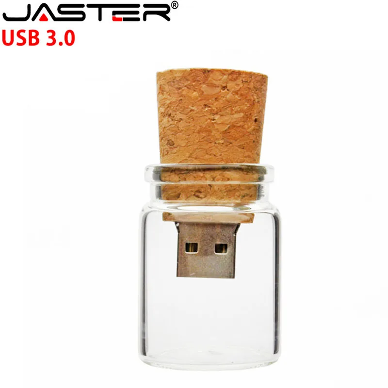 JASTER USB 3,0 стеклянная бутылка с пробкой USB флэш-накопитель(прозрачный) Флешка 4 ГБ 8 ГБ 16 ГБ 32 ГБ модная бутылка желаний подарок