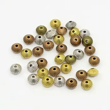 

Mixed Color Tibetan Silver Bicone Corrugated Bead Spacers, Cadmium Free & Lead Free, 7.8x5.5mm, Hole: 1mm; about 250pcs/200g