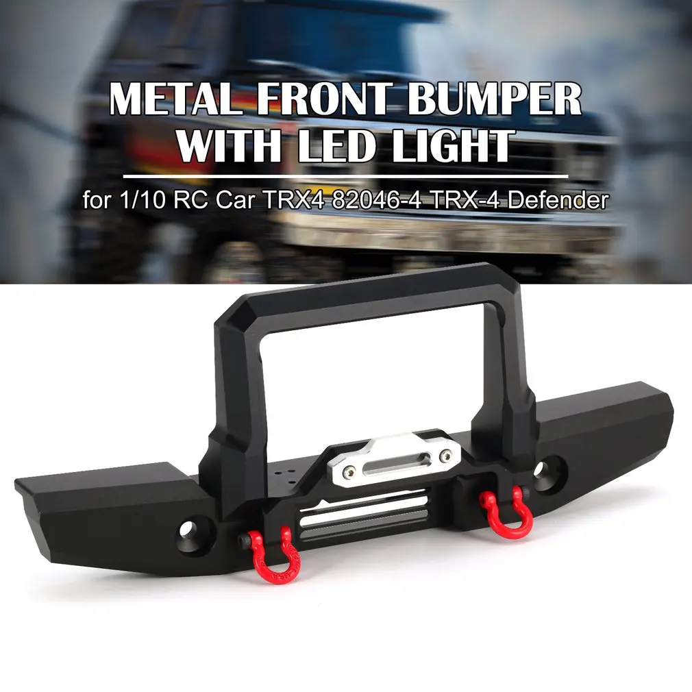 

Metal Front Bumper with LED Light for 1/10 RC Crawler Car TRX4 82046-4 TRX-4 Defender Spare Parts Accessories DIY RC Toys Hobby