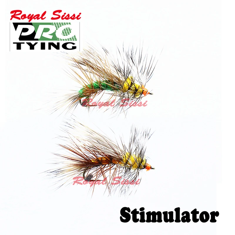 Royal Sissi classic 4pcs 14#stimulator dry flies trout nymph fly fishing flies 2optional colors surface water stonefly adult fly