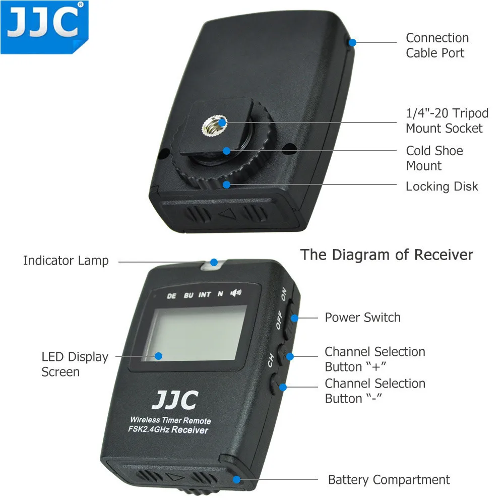 JJC DSLR 100M Transmitter 2.4GHz 56 ChannelsRF Wireless Timer Remote Control for NIKON Z9 D7500 D7200 D5100 P7800 D5300 D5200