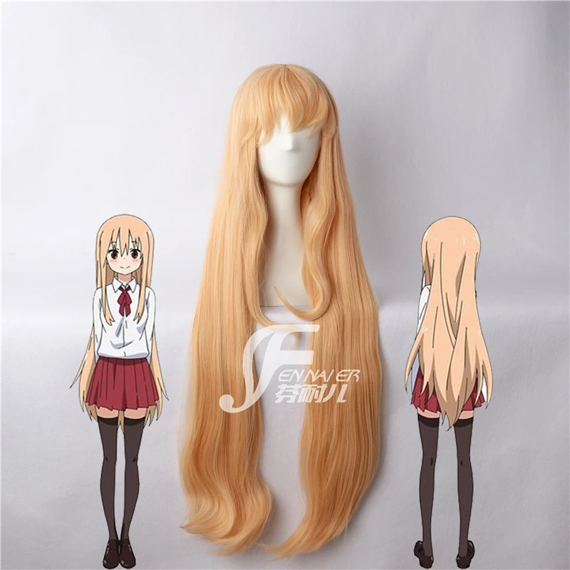 Длина 100 см прямой Himouto! Апельсиновый парик Умару дома косплей из волос бесплатная