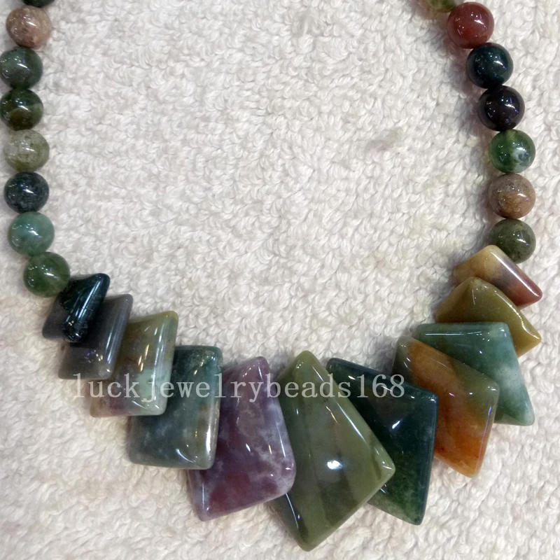 

Free Shipping Fashion Jewelry ,Multicolor Chalcedony Art Beads Necklace 18.5" FG7289