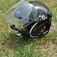 Real carbon material Paramotor helmet with noise cancel headset Factory directly sale free shipping