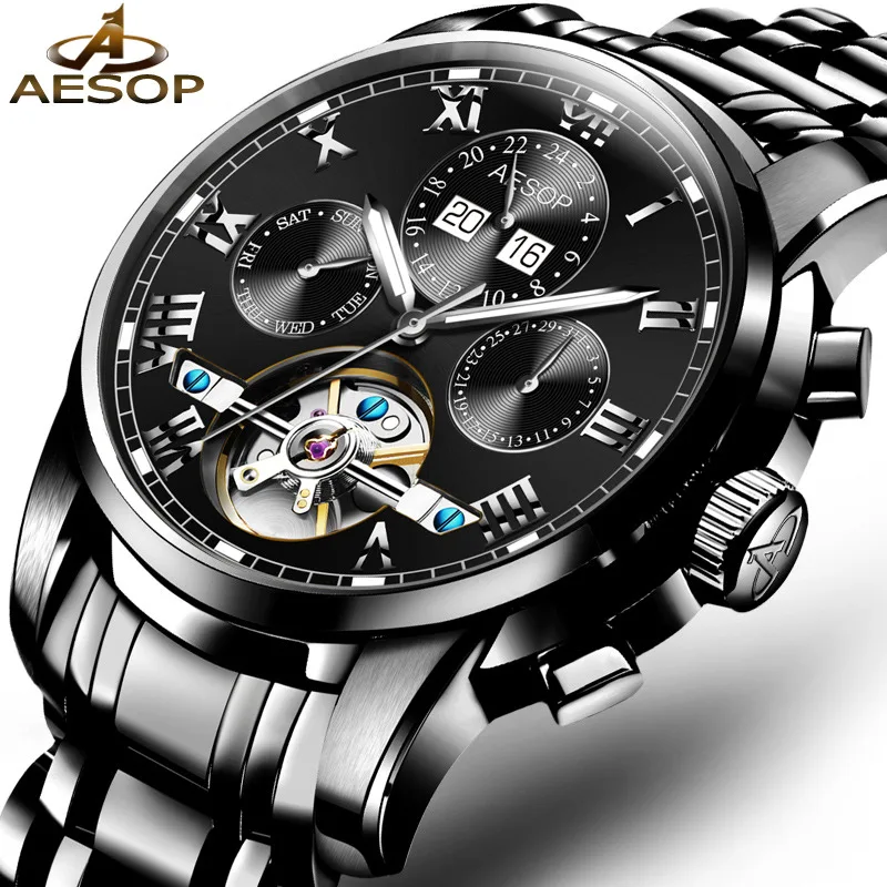 

AESOP Watch Men Luxury Automatic Mechanical Men's Wristwatch Watch Waterproof Skeleton Male Clock Men Relogio Masculino