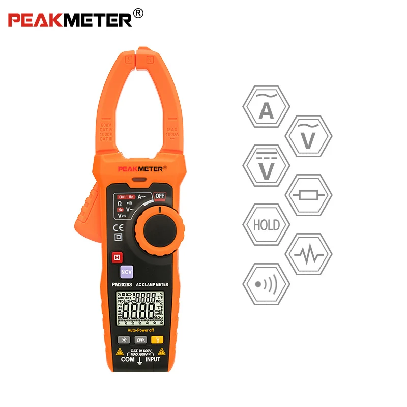 

PEAKMETER PM2028S Smart 6000 counts Digital Clamp Meter Multimeter Frequency Resistance LPF Non Contact Voltage Continuity