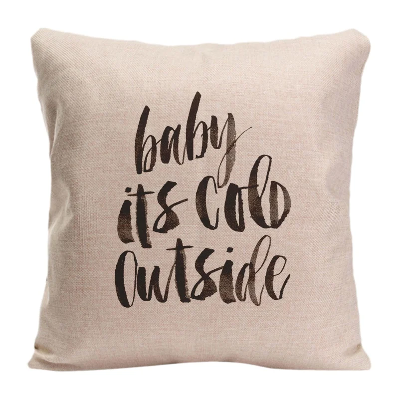 Cotton Linen Baby Its Cold Outside Throw Pillow Case Decorative