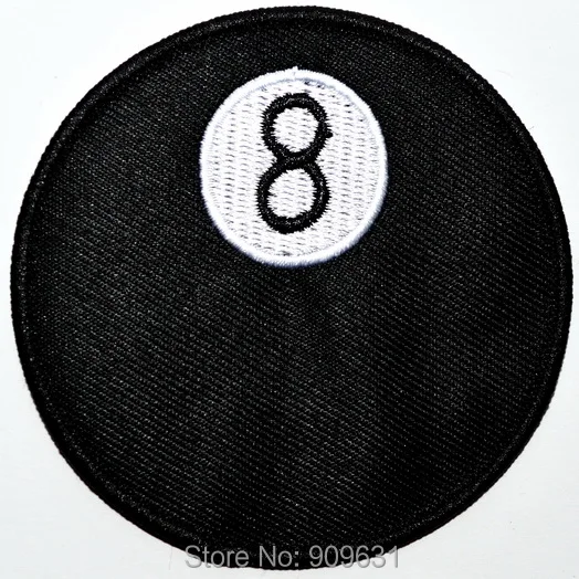 

8-BALL EMBROIDERED IRON-ON PATCH POOL BILLIARDS EIGHT EMBROIDERED BIKER EMBLEM