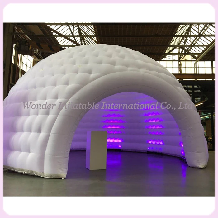 Oblíbený multifunkční venkovní bílý prostor 5mDiameter air kupole ve tvaru nafukovacího iglú stan s nafukovacím stanem s led světly