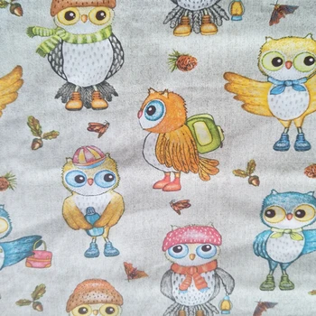 

Nice Wide 140cm Cartoon Animal Cute Owl Print 100%Cotton Fabric Quilting Patchwork Sewing Material DIY Bed Sheet/Dress Clothing