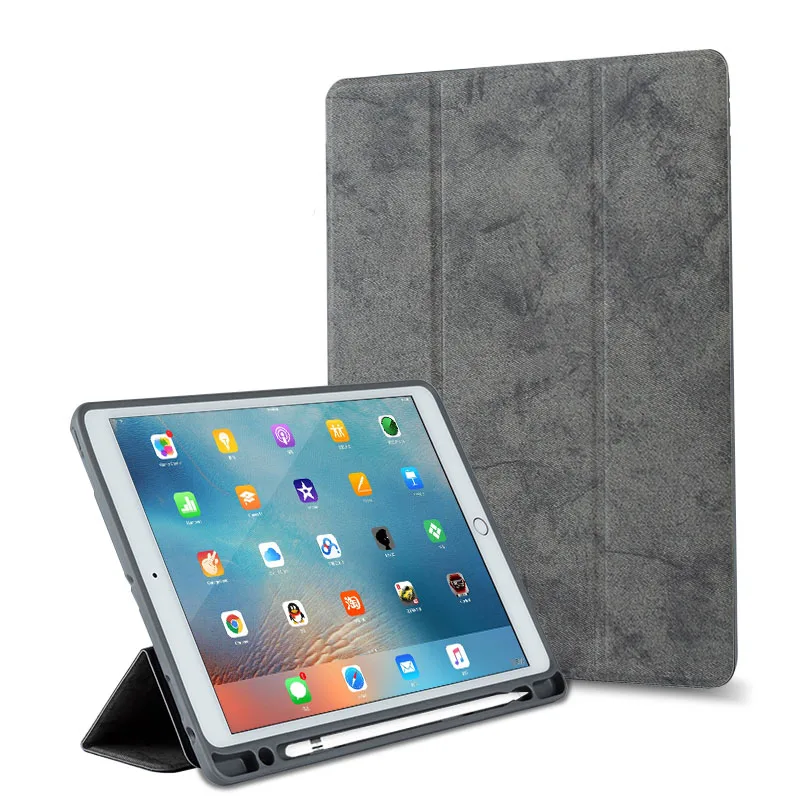 For Ipad Pro 12.9 Case Shockproof TPU+ PU Pencil Holder Smart Flip Stand Auto Sleep Wake Cover For Ipad Gadget A1670 A1584
