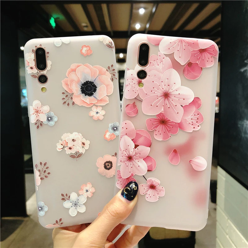 For Huawei P20 Pro case silicone Covers 3D Cute floral soft back cover