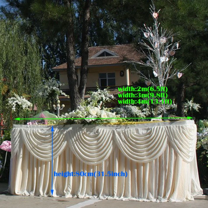 

13.1ft(W)*31.5"(H) pure whiteTablecloth wedding table skirt banquet table skirt with swag table cover wedding table swag