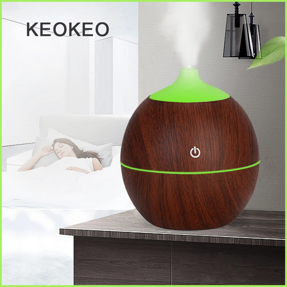 

KEOKEO 300ML Portable Air Humidifier USB Aroma Essential Oil Diffuser For Home Humidifier Aromatherapy Diffuser 7 Color Change