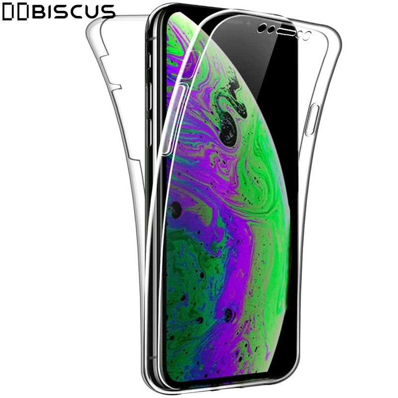 Двойной силиконовый чехол мягкий для iPhone 11 Pro XR X XS Max Передняя Задняя крышка 5 SE 6S 6 8