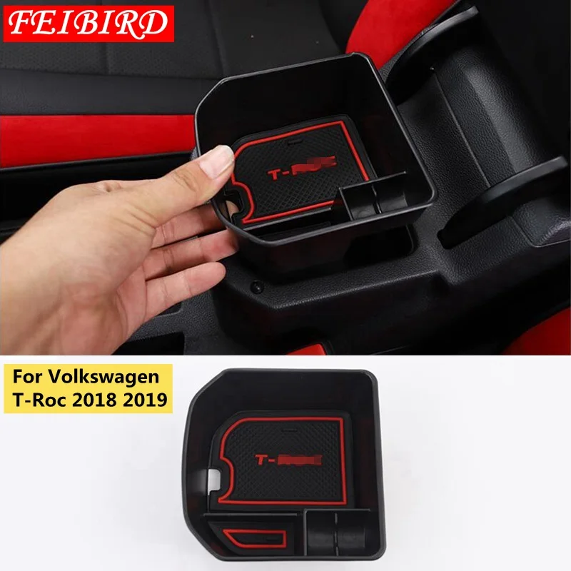 

Auto Accessory For Volkswagen T-Roc T Roc 2018 2019 Armrest Box Secondary Storage Pallet Tray Container Box Cover