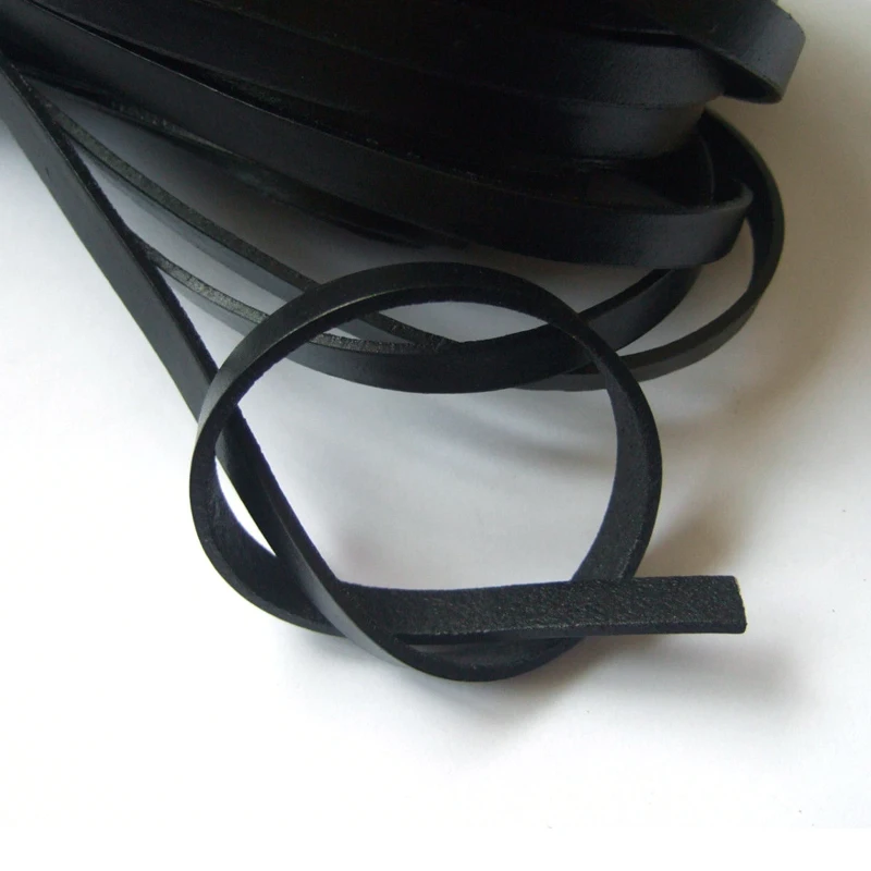 5 Meters 5x2mm High Quality Black 5mm Flat Leather Cord String 5mm Flat Leather Cord