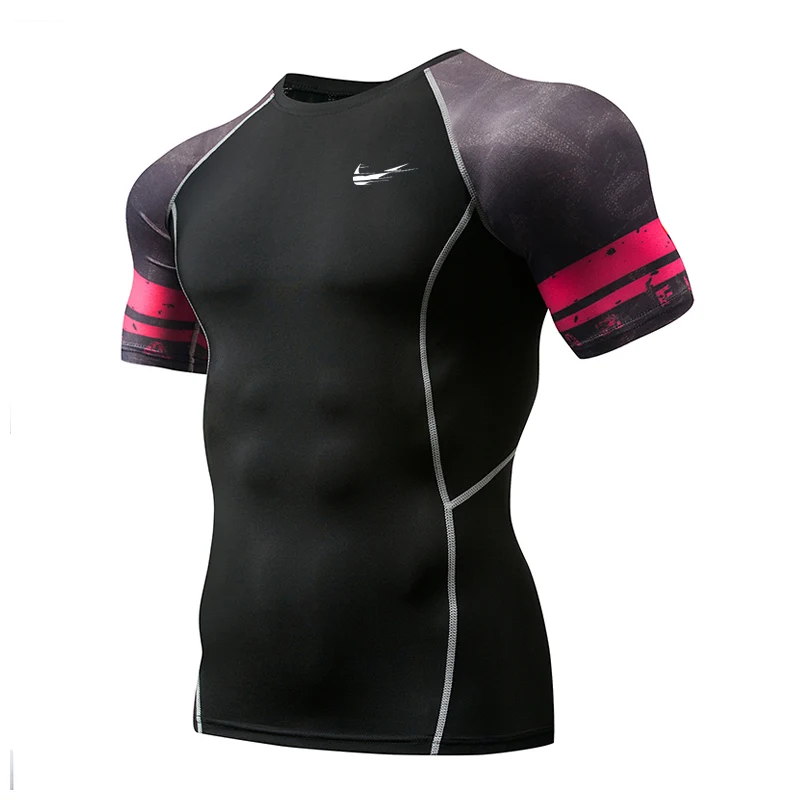 2019 Men's T-shirts Quick Dry Tight Fitness Running T shirts Men Brand Short Sleeve Gym Sport compression shirt Men's Sportswear