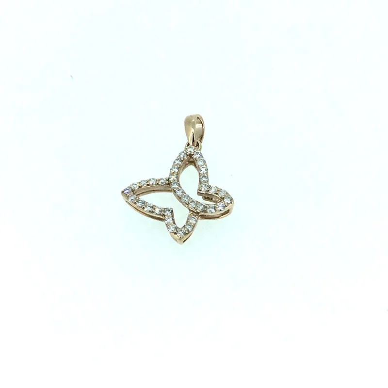

ANI 14K Rose/White/Yellow Gold (AU750) Wedding Pendant 0.374 ct I-J/SI Real Diamond 3 Color for Women Butterfly Shape Necklace