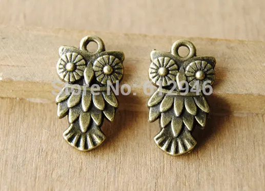 

50 pcs Antique Bronze Owl Charm Pendant for jewelry DIY accessories 20x11mm A122