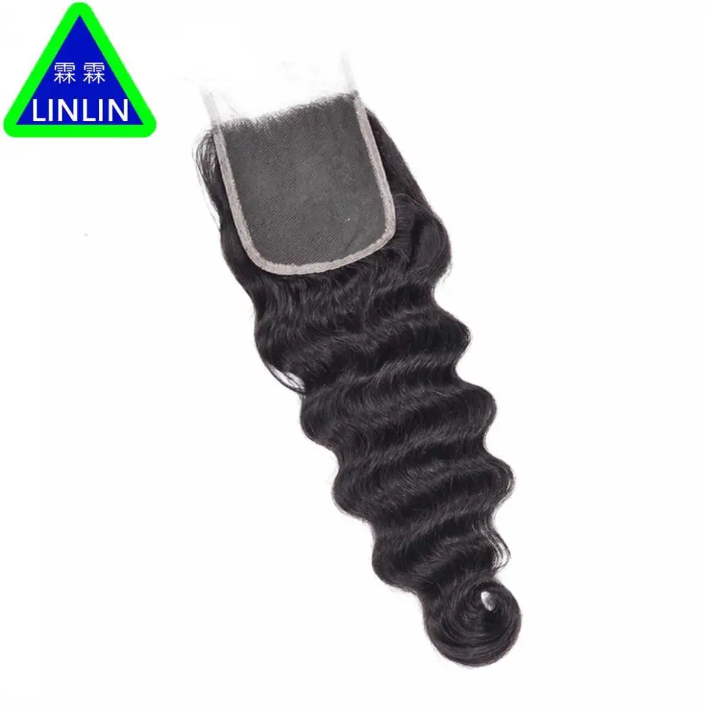 

LINLINHair Brazilian Deep Wave Lace Closure 4*4 Free Part Human Hair Closure 120% Destiny Swiss Lace Remy Hair Hair Rollers