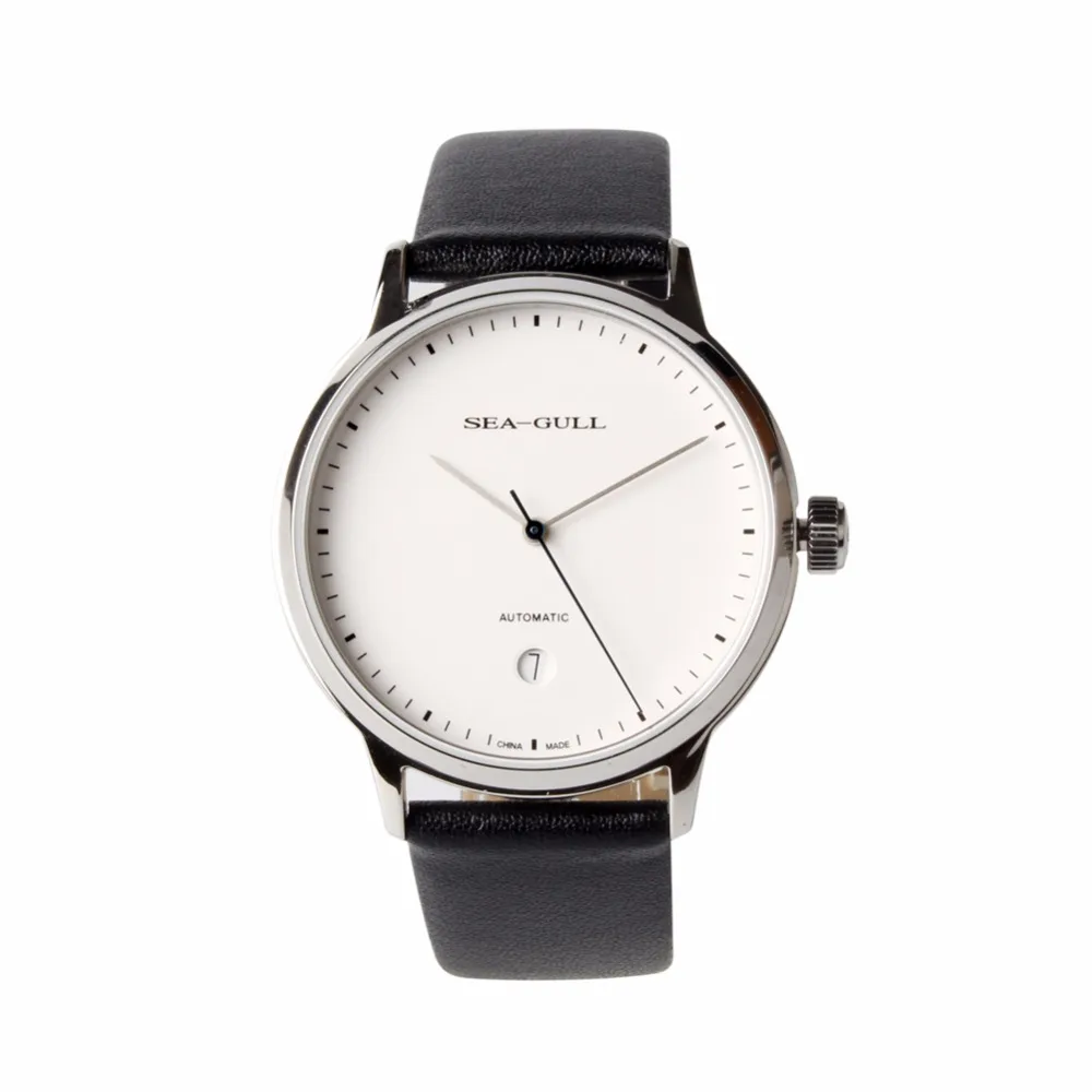 

Genuine Seagull Sea-Gull Leather Strap Thin 10mm Bauhaus Exhibition Back Self Wind Automatic Mechanical Men's Watch 819.12.5038