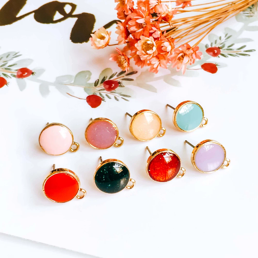

Multicolors Stud Earrings Finding Simple Eardrop Accessories Jewelry Component Diy Material Handmade 11x14mm 1pcs